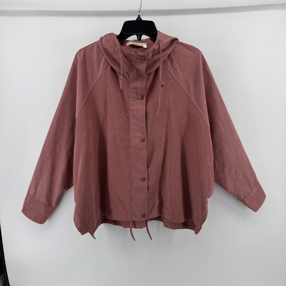 Andree by‎ Unit Women's Large Hooded Utility Jacket Drawstring Pink Lightweight